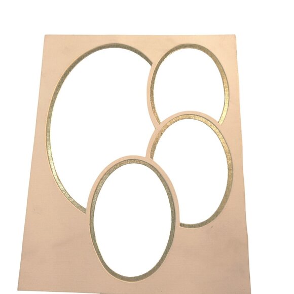 Family Photo Mat White Gold Metallic Oval 4 Portrait Grouping 8x10 - Picture 1 of 3